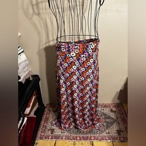 womens size medium maxi skirt long blue pink floral long